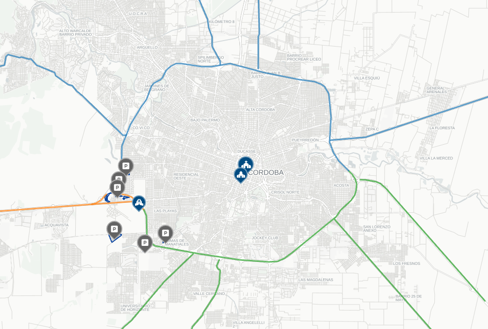 Mapa de los accesos a Córdoba